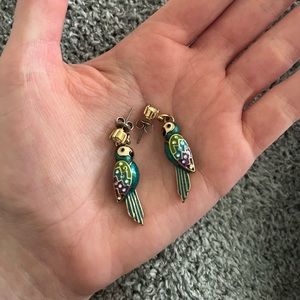 Betsey Johnson Teal Parrot Earrings